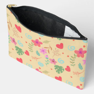 Whimsical Tropical Floral Watercolor Makeup Pouc Accessory Pouch