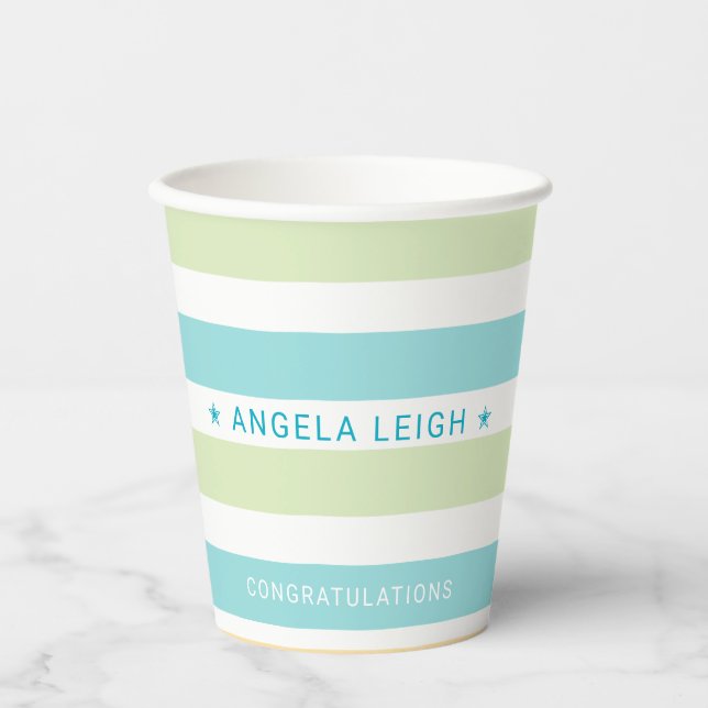 Whimsical Tropics Cabana Stripes Paper Cups (Front)