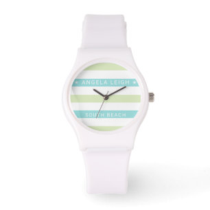 Whimsical Tropics Cabana Stripes Watch