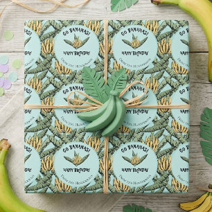 Whimsical Turquoise Banana Wrapping Paper
