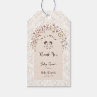 Whimsical Twins Baby Shower Pastel Floral LPM26 Gift Tags