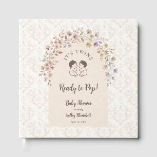 Whimsical Twins Baby Shower Pastel Floral LPM26 Guest Book