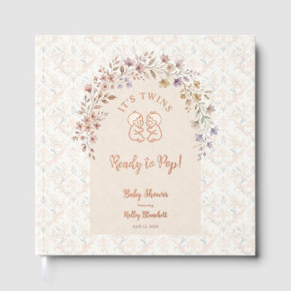 Whimsical Twins Baby Shower Rose Gold LPM26 Guest Book