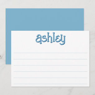 Whimsical Two Colour Bold Name Editable Blue Lined Card