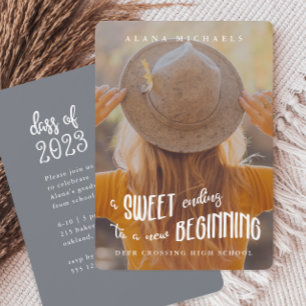 Whimsical Type 2023 Photo Graduation Party Blue Invitation