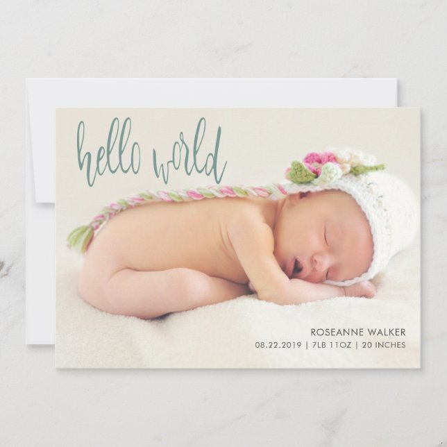 Whimsical Typography | Birth Announcement Card (Front)