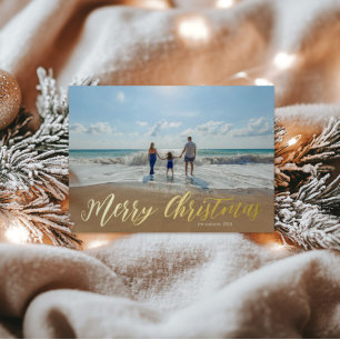 Whimsical Typography Foil Holiday Photo Card