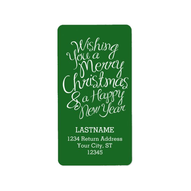 Whimsical Typography for Christmas and New Year Label (Front)