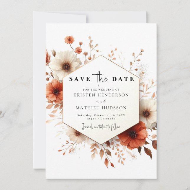 Whimsical Typography Terracotta Wedding Save The Date (Front)