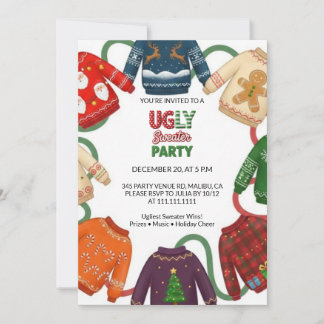 Whimsical Ugly Sweater Holiday Christmas Party  Invitation