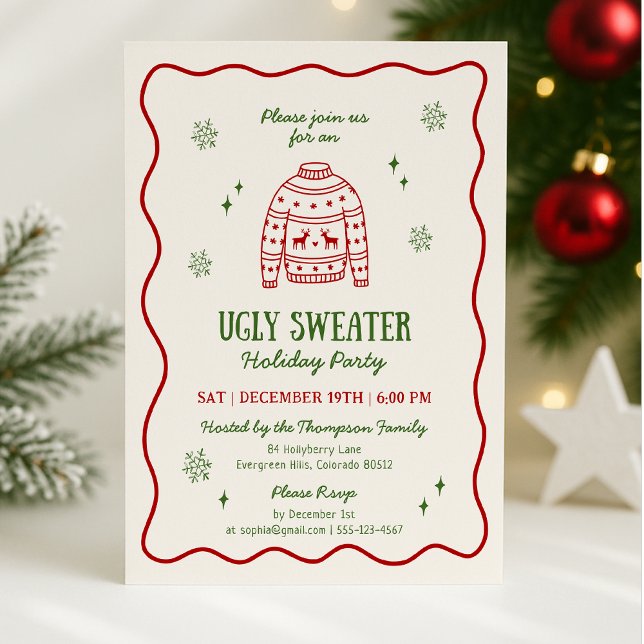 Whimsical Ugly Sweater Holiday Party Invitation (Creator Uploaded)