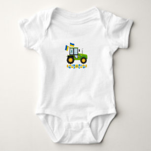 Whimsical Ukraine Tractor  Baby Bodysuit