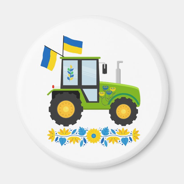Whimsical Ukraine Tractor  Magnet (Front)