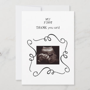 Whimsical Ultrasound Blush Thank You White Card