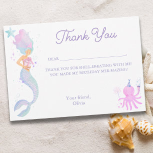 Whimsical Under the Sea Mermaid Thank You Card