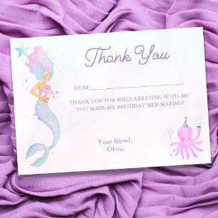 Whimsical Under the Sea Mermaid Thank You Card