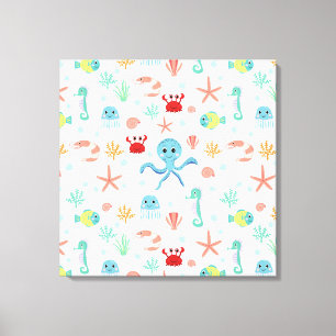 Whimsical Underwater Sea Creatures Canvas Print
