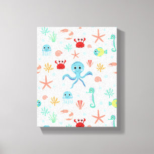 Whimsical Underwater Sea Creatures Canvas Print