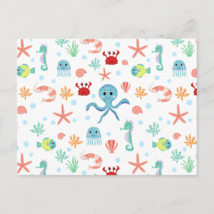 Whimsical Underwater Sea Creatures Invitation Postcard