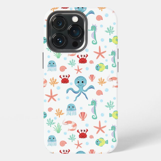 Whimsical Underwater Sea Creatures iPhone Case (Back)