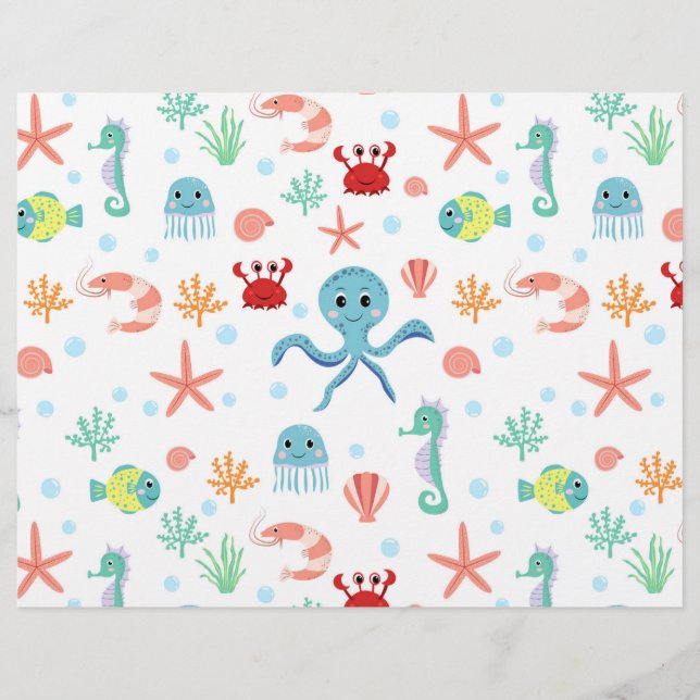 Whimsical Underwater Sea Creatures Letterhead (Front)