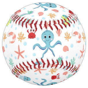 Whimsical Underwater Sea Creatures Softball