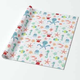 Whimsical Underwater Sea Creatures Wrapping Paper