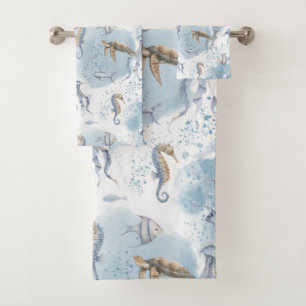 Whimsical Underwater World – Sea Creatures Pattern Bath Towel Set