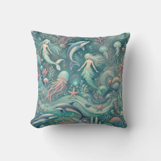Whimsical Underwater World Throw Pillow