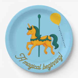 Whimsical Unicorn Baby Shower/Balloons Paper Plate
