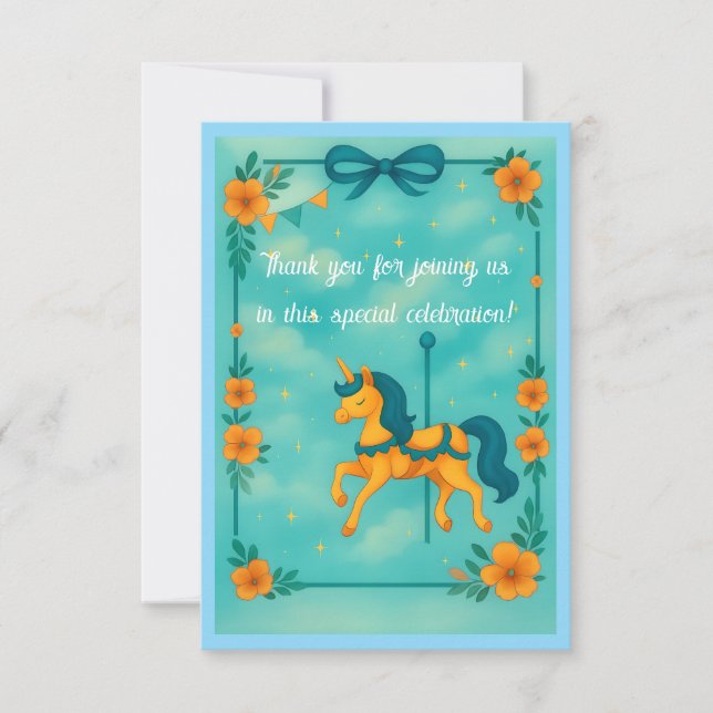 Whimsical Unicorn Baby Shower Thank You Card (Front)