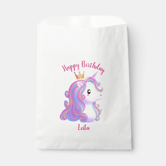 Whimsical Unicorn Birthday Favour Bag (Front)