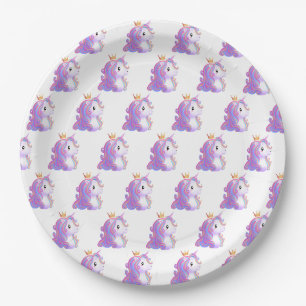 Whimsical Unicorn Birthday Paper Plate