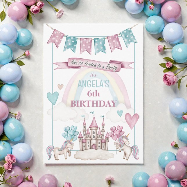 Whimsical Unicorn Castle Birthday  Invitation (Créateur téléchargé)