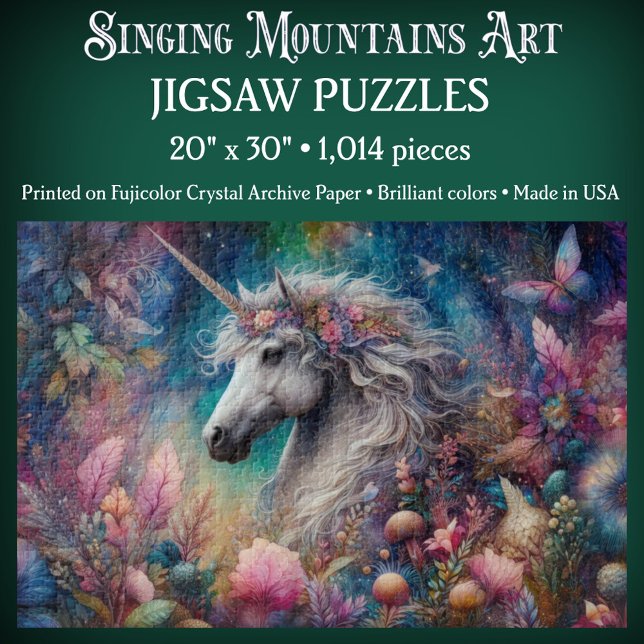Whimsical Unicorn In Floral Forest Jigsaw Puzzle (Creator Uploaded)