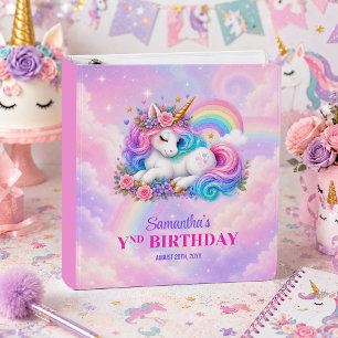 Whimsical Unicorn Pastel Colours Girl Birthday Bin Binder