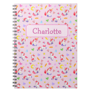 Whimsical Unicorn Pattern Personalized Notebook