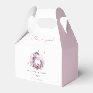 Whimsical Unicorn Watercolor Pink Birthday Favor Box