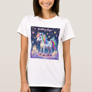 Whimsical unicorn with rainbow Birthday Magic art T-Shirt