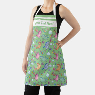 Whimsical Unicorns and Bright Pretty Flowers Apron
