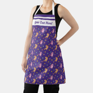 Whimsical Unicorns and Pretty Flowers Pattern Apron