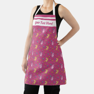 Whimsical Unicorns and Pretty Flowers Pattern Apron