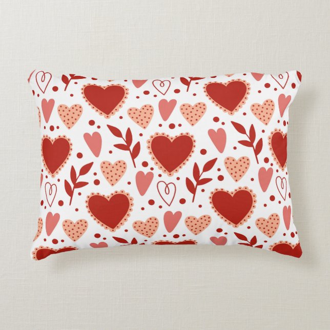 Whimsical Valentine Heart Pattern Accent Pillow (Front)