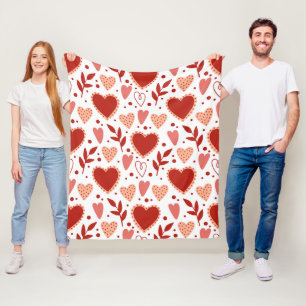 Whimsical Valentine Heart Pattern Fleece Blanket