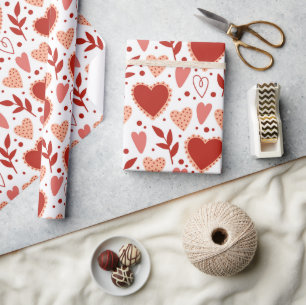 Whimsical Valentine Heart Pattern Wrapping Paper