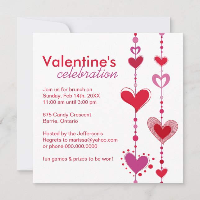 Whimsical Valentine's Day Party Invitation (Front)