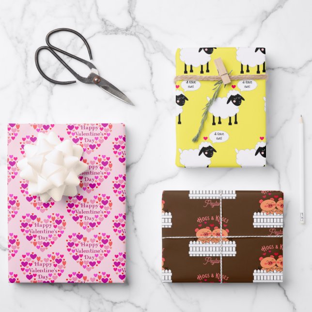 Whimsical Valentines Day  Wrapping Paper Sheet (Front)