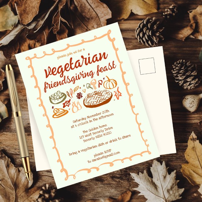 Whimsical VEGETARIAN Thanksgiving Friendsgiving Postcard (Whimsical VEGETARIAN Thanksgiving Friendsgiving Postcard
)