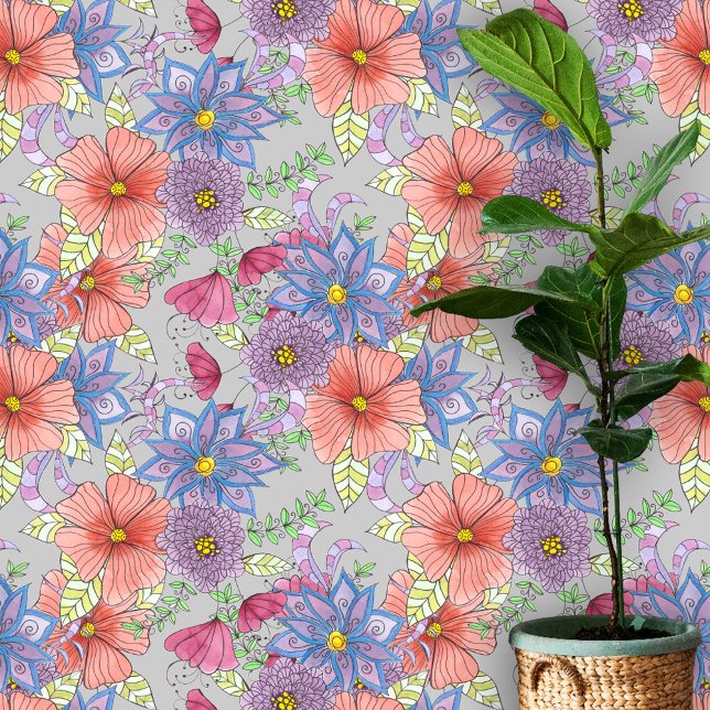 Whimsical Vibrant Colourful Floral Arrangement Wallpaper (Creator Uploaded)