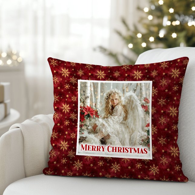 Whimsical Victorian Angel Red and Gold Gift Pillow (Whimsical Victorian Angel Red and Gold Gift Pillow)